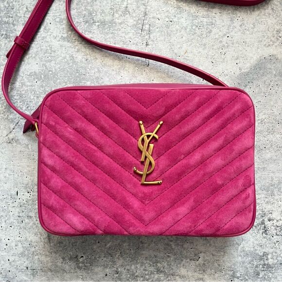 Saint Laurent Lou Magenta Pink Suede & Leather Camera Bag - Picture 1 of 11